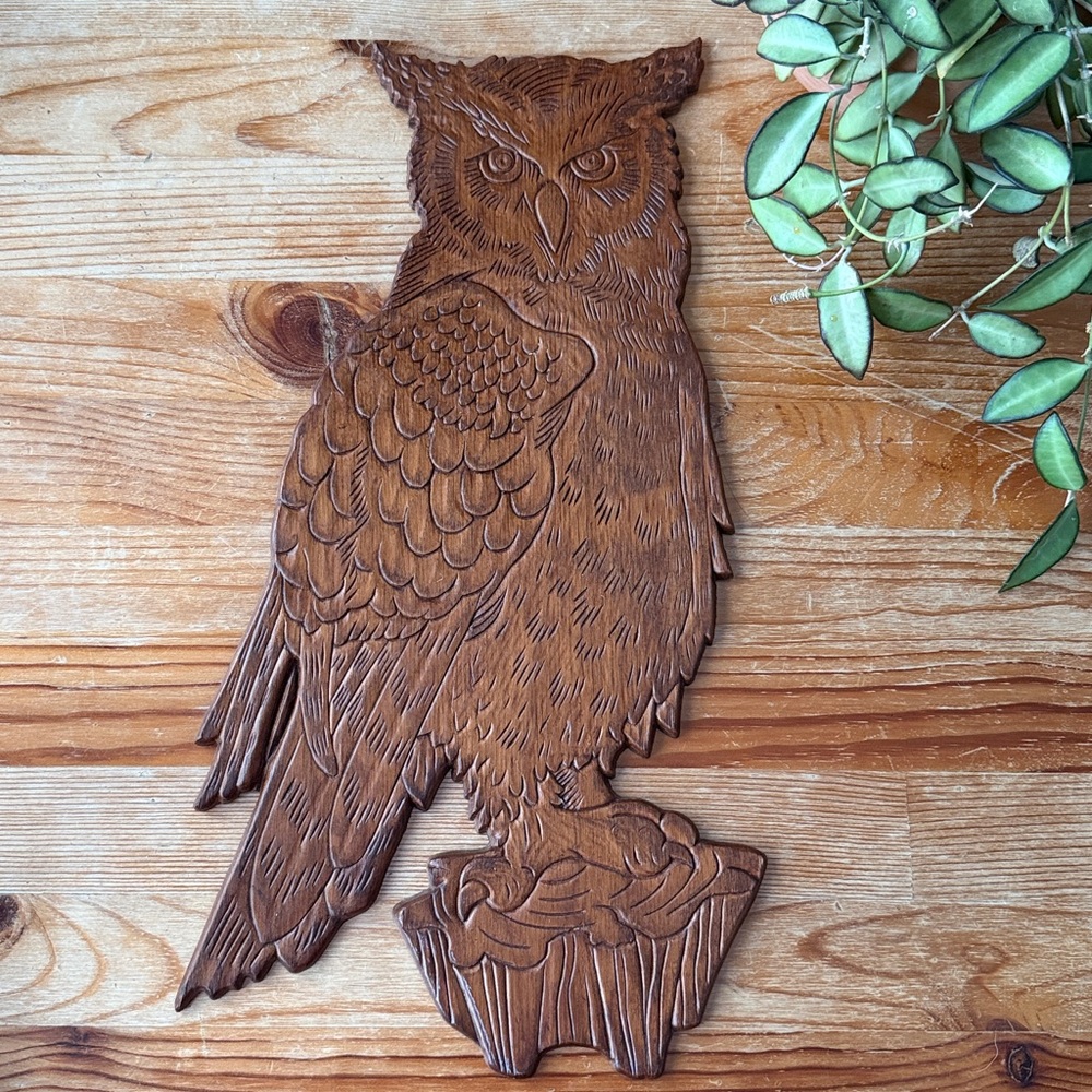 Vintage Wooden Owl Wall Art